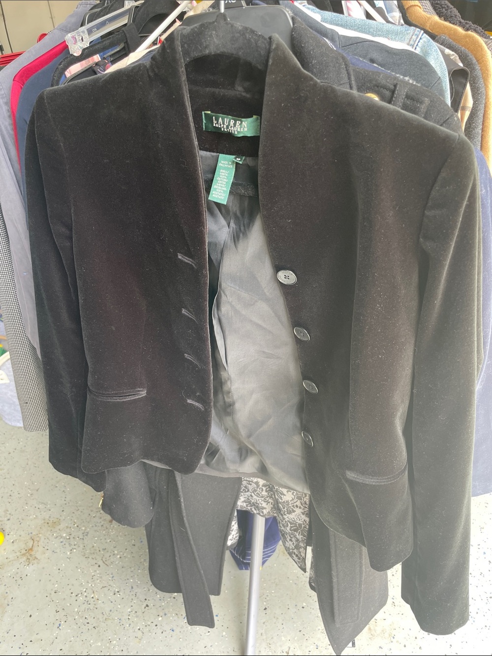 Lauren Ralph Lauren Black Velvet Button-Front Jacket